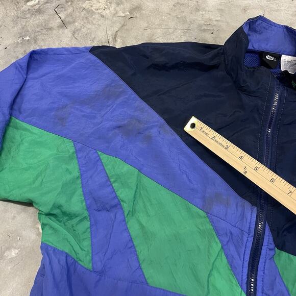 VTG Nike Windbreaker Jacket Colorblock Blue Green Multicolor Mens Medium READ - Picture 2 of 7